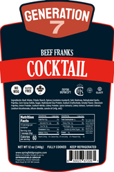 Generation 7 Beef Franks Cocktail | 12x12oz Retail Packs